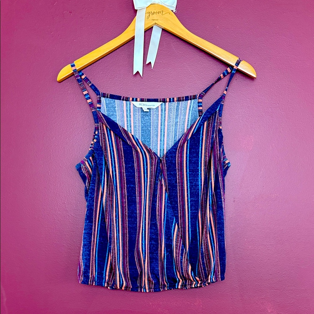BCBGeneration Blue Sleeveless Crop Camisole